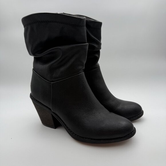 Eurosoft Sofft Womens Teren Slouchy Black Boots Chunky Heel Leather Western Sz 7 - Picture 1 of 5